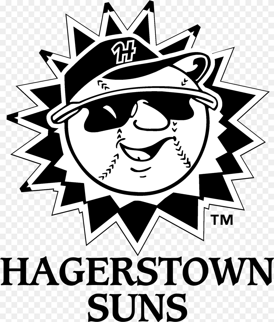 Hagerstown Suns Logo Black And White Hagerstown Suns Logo, Stencil, Baseball Cap, Cap, Clothing Png