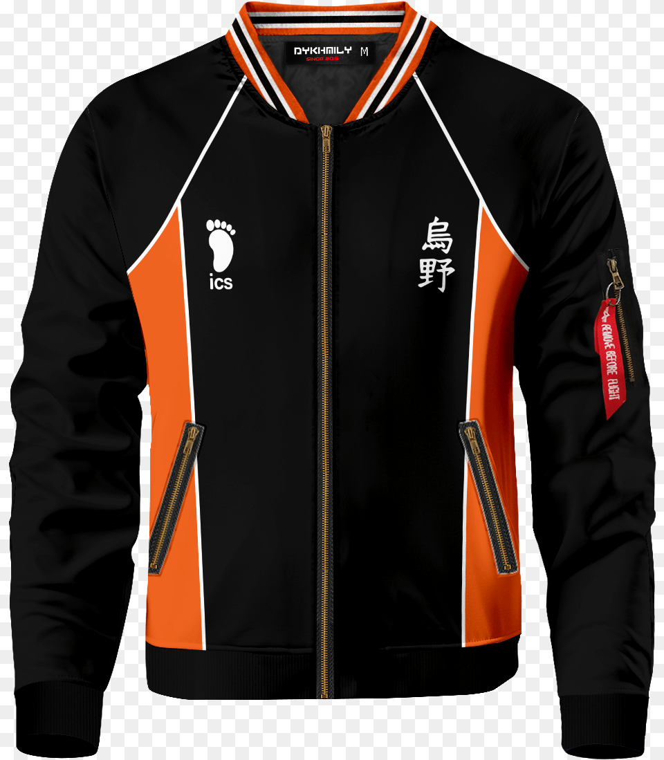 Haikyuu Karasuno Bomber Jacket Karasuno Bomber Jacket, Clothing, Coat, Adult, Male Free Transparent Png