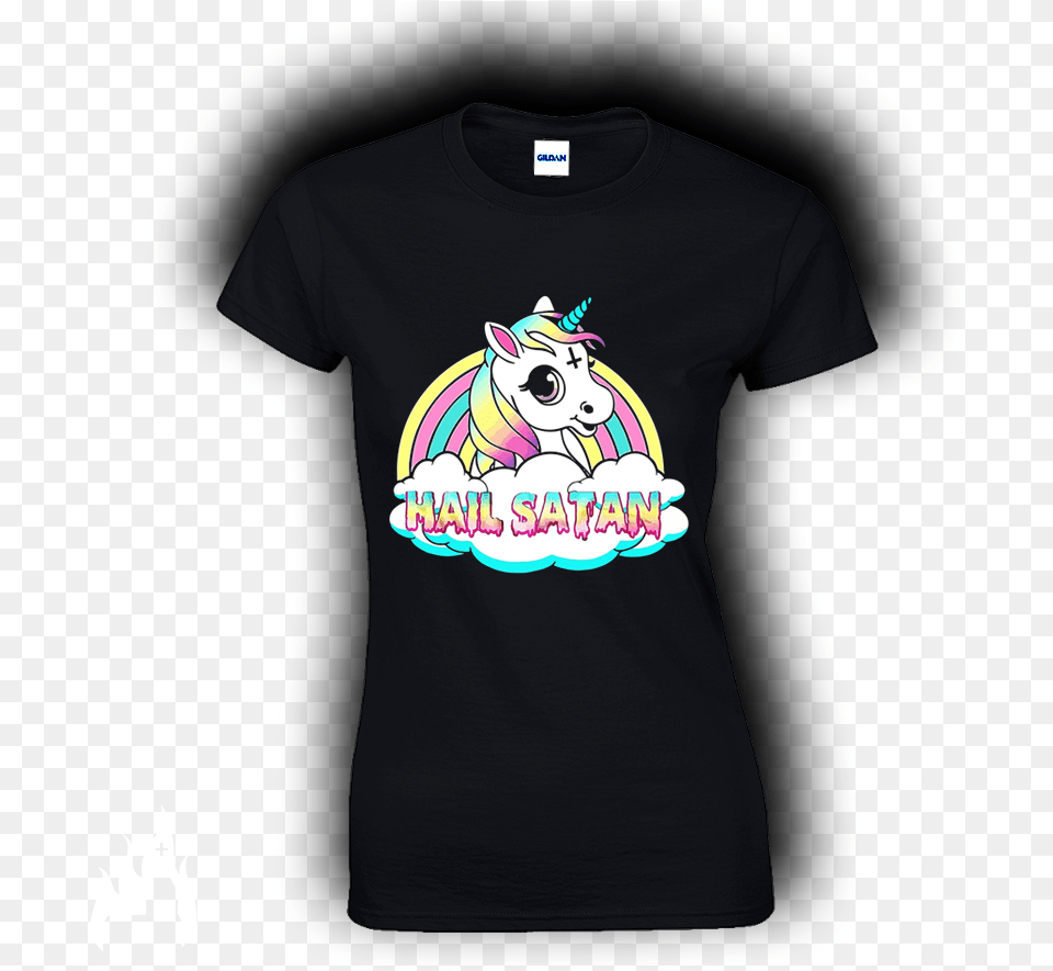 Hail Satan Cute Unicorn Girly T Shirt Unicorn Hail Satan, Clothing, T-shirt Free Png Download