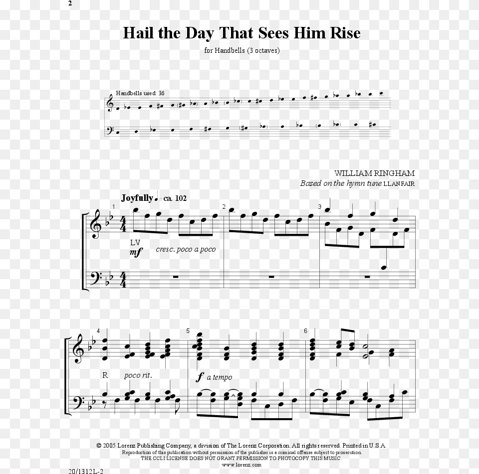 Hail The Day That Sees Him Rise Thumbnail Sheet Music, Gray Png