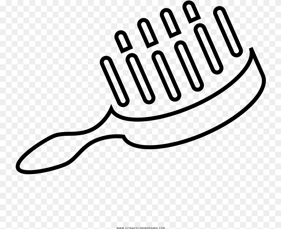 Hair Brush Coloring Page, Gray Png