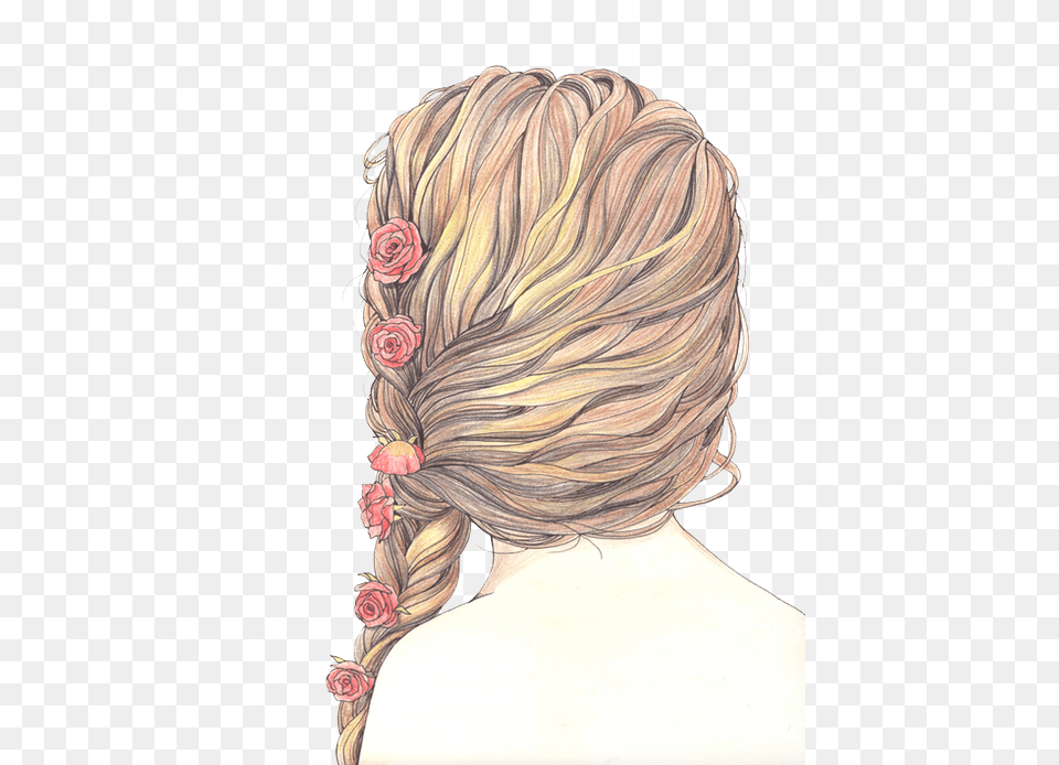 Hair Flowers And Drawing Image Draw Flowers In Hair, Adult, Female, Person, Woman Free Png Download