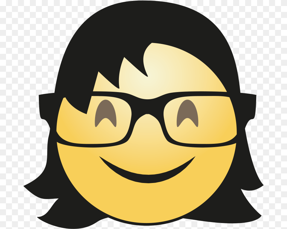 Hair Girl Emoji Transparent Background Mart Happy Face With Glasses, Accessories, Logo, Adult, Female Free Png Download