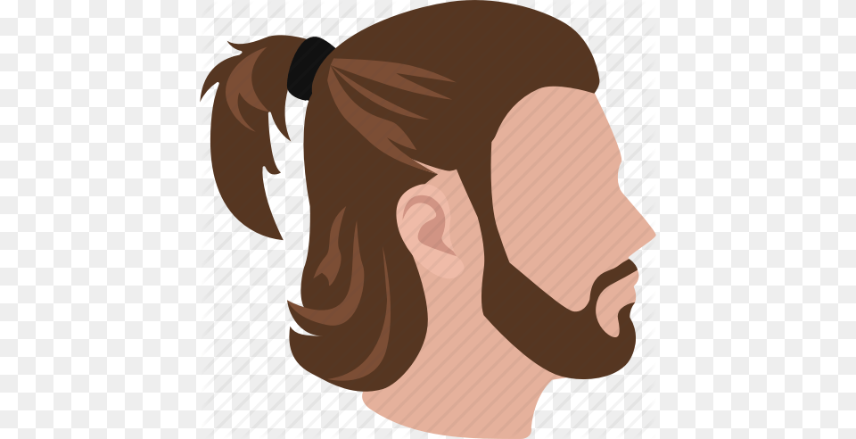 Hair Haircut Hairstyle Male Man Mens Ponytail Icon, Head, Person, Face, Smoke Pipe Png Image