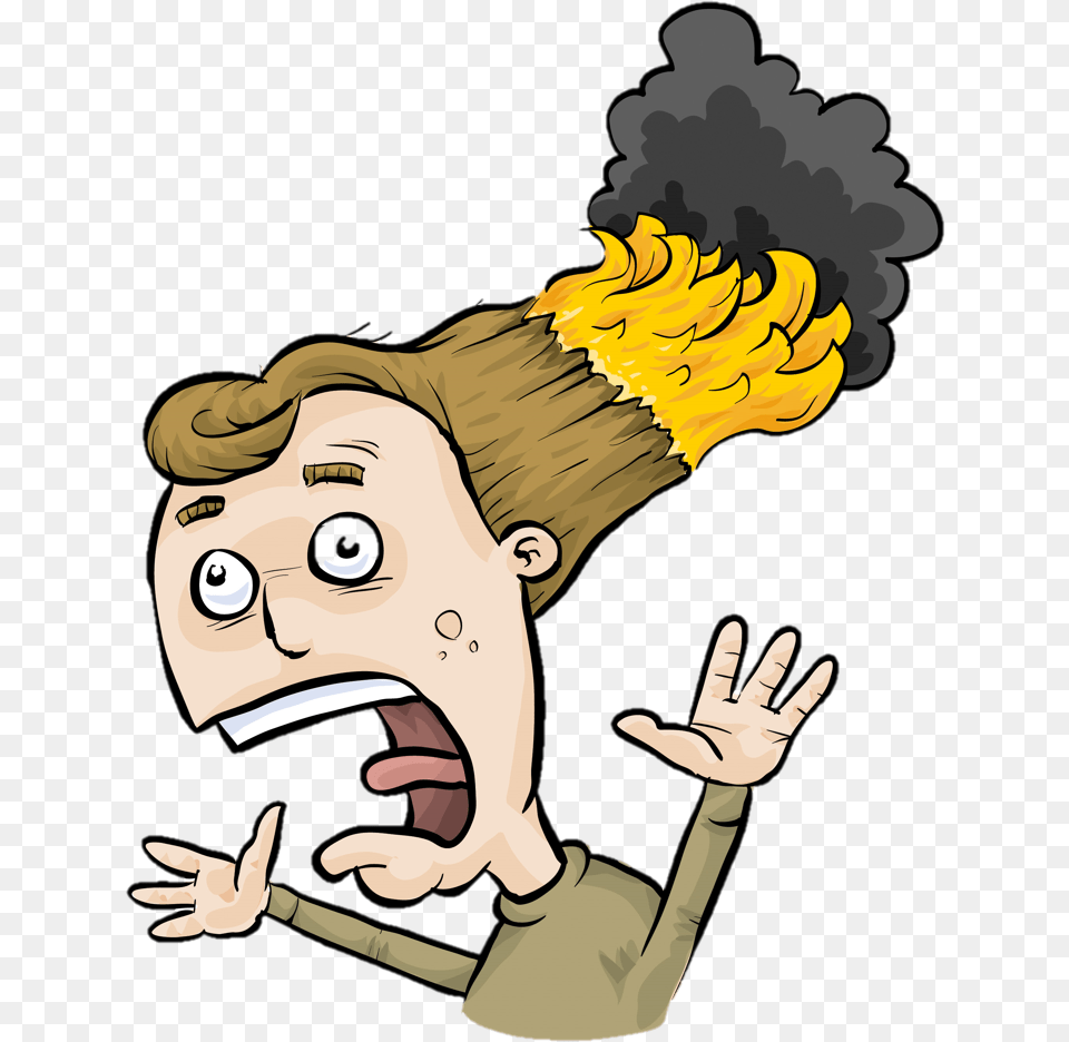 Hair On Fire Cartoon, Baby, Person, Face, Head Free Png