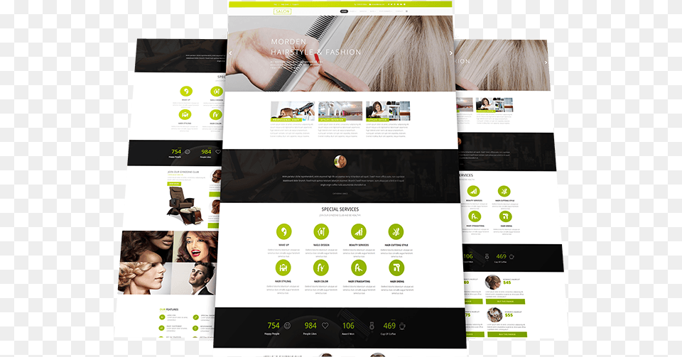 Hair Salon Joomla Template Joomla 3 Responsive Green Theme, Adult, Advertisement, Female, File Png