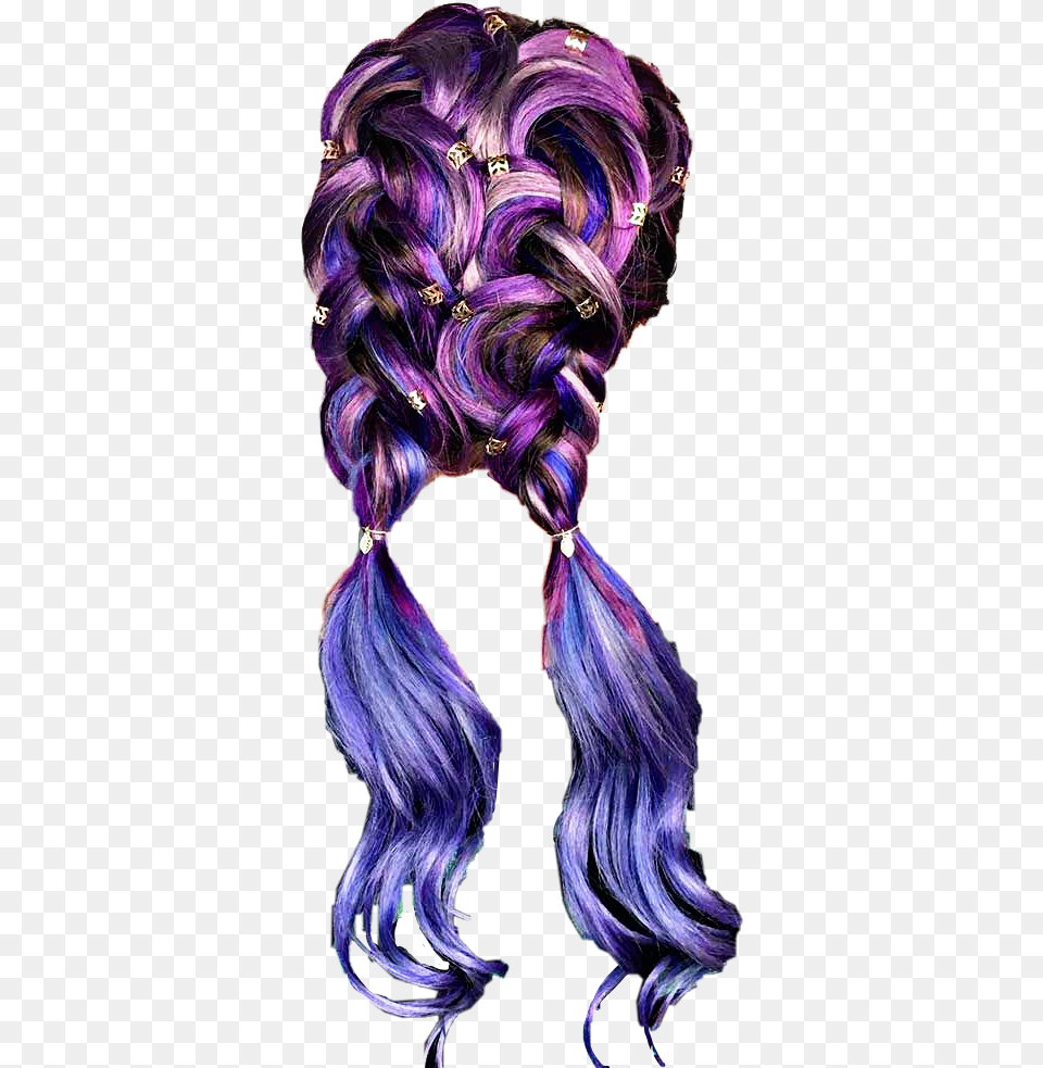 Hair Wig Purple Pigtails Braids Freetoedit Lace Wig, Adult, Female, Person, Woman Free Png