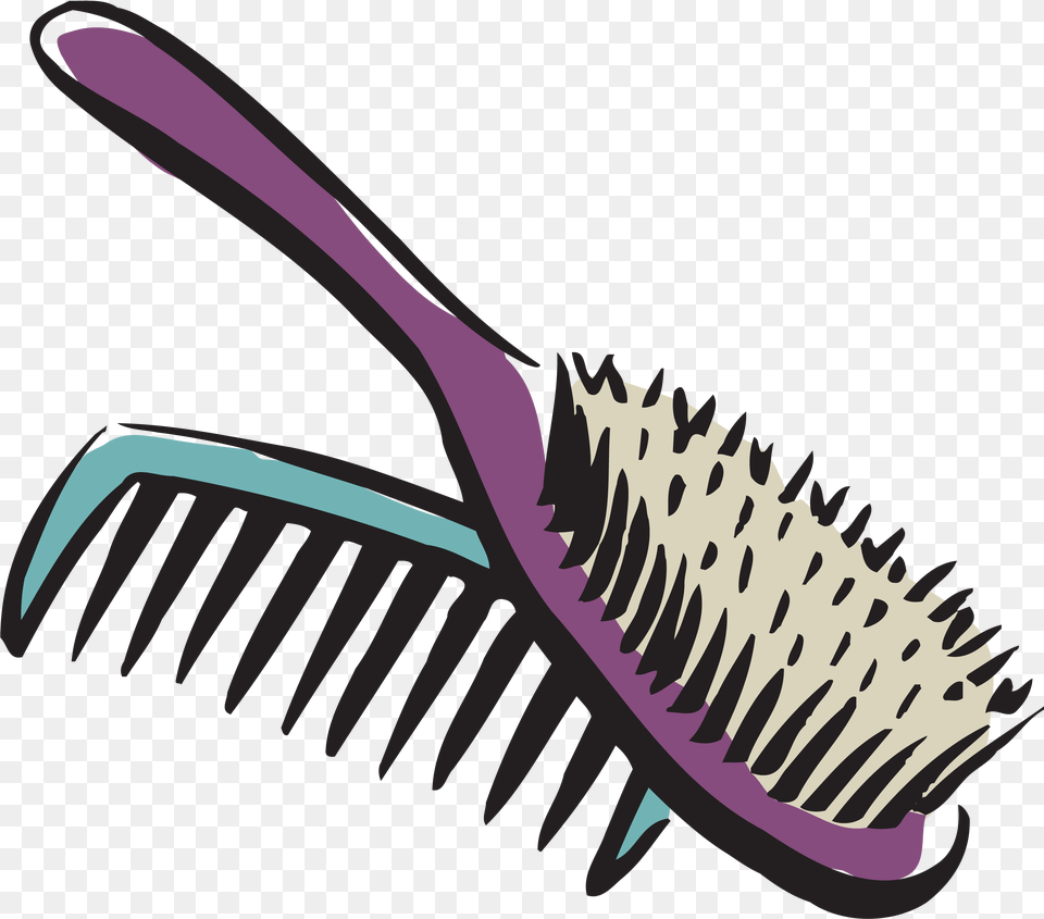 Hairbrush Hair Brush And Comb Clipart, Device, Tool, Animal, Fish Png Image