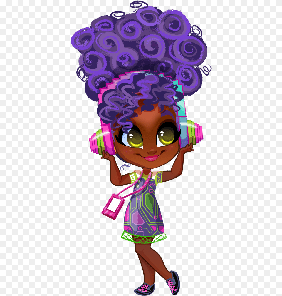 Hairdorables Series 2 Kali, Art, Graphics, Purple, Person Png