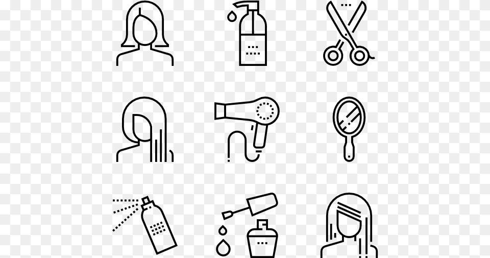 Hairdressing Back To School Icons, Gray Png