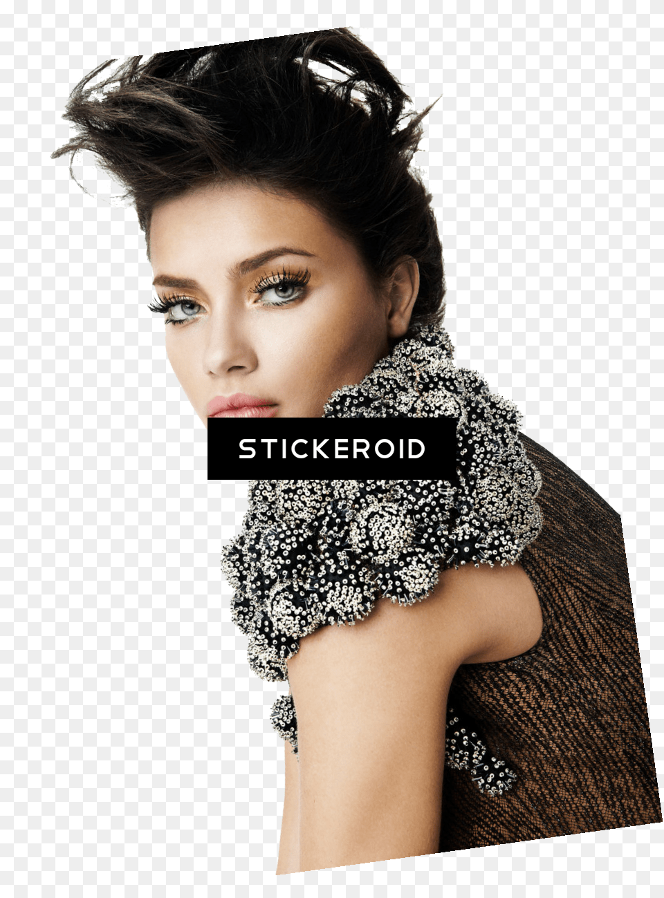 Hairfacefashion Shootblack Accessorylong Hairfurlace Photoshoot Vogue Adriana Lima, Woman, Portrait, Photography, Person Png