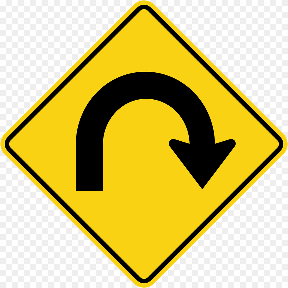 Hairpin Curve Ahead Sign In Ontario Clipart, Symbol, Road Sign Free Transparent Png