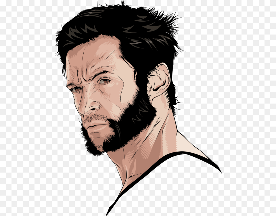 Hairstyleartblack Hair Clipart Royalty Svg Hugh Jackman Wolverine Beard, Portrait, Photography, Person, Face Free Png Download