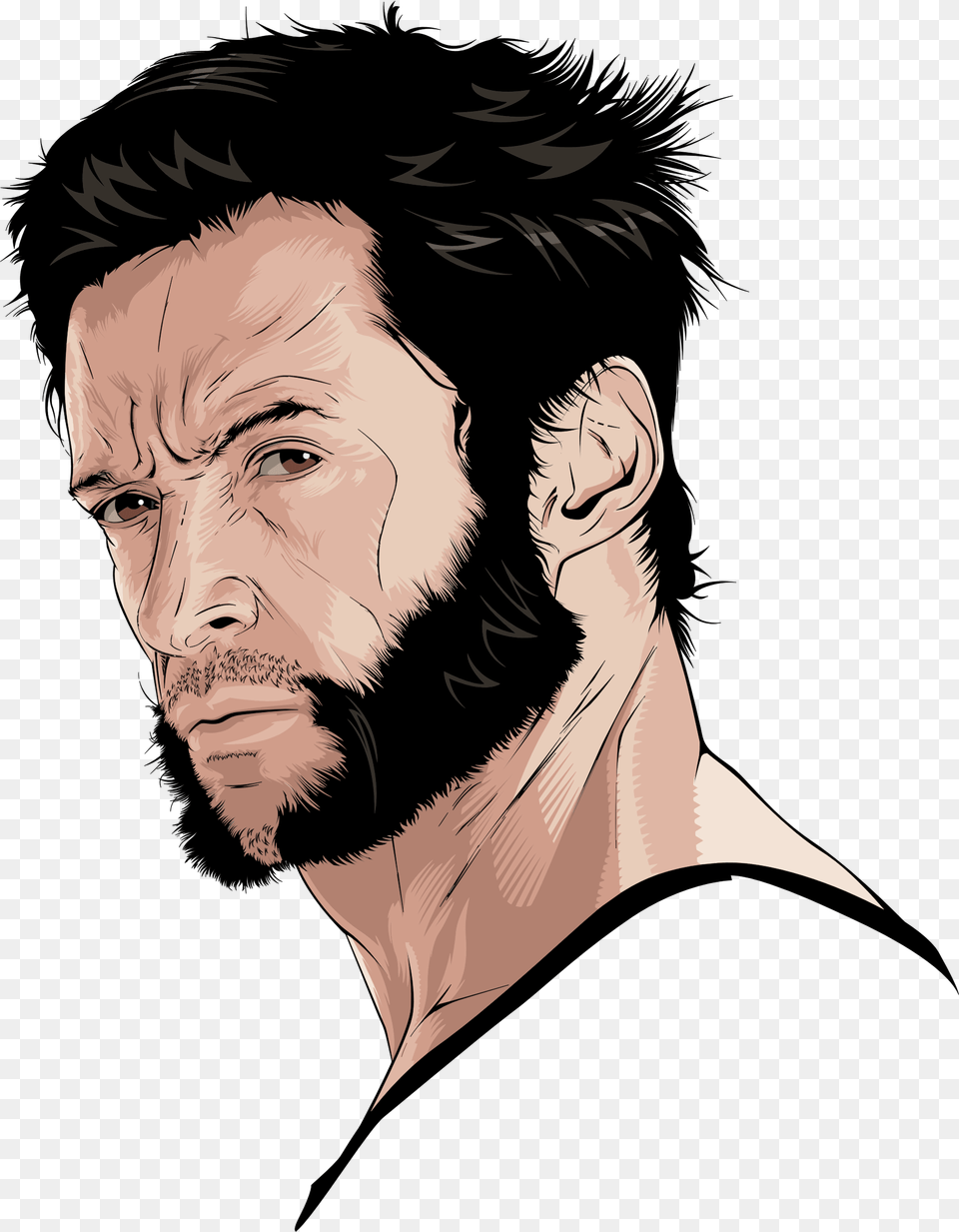 Hairstyleartblack Hair Hugh Jackman Clipart, Portrait, Photography, Person, Head Free Png Download