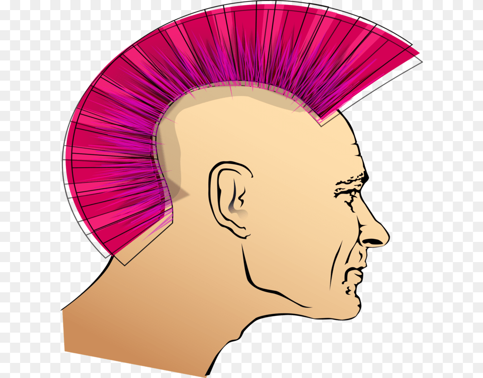 Hairstyleartchin Punk Mohawk Comic, Body Part, Person, Face, Neck Png Image