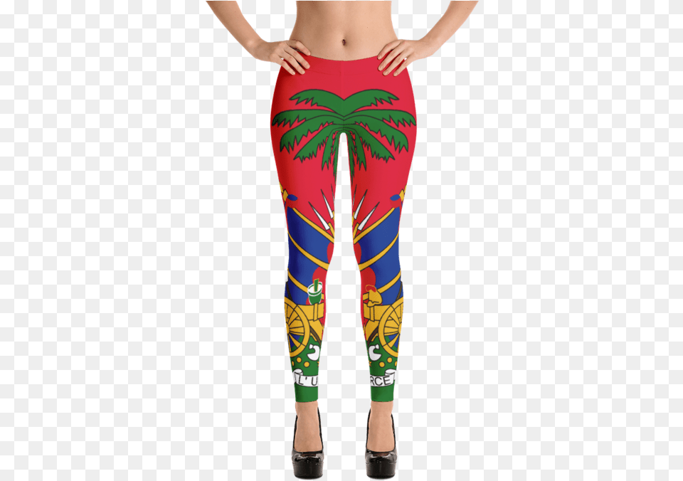 Haiti National Flag Leggings Double Hooded Pied French Bulldog Puppy Leggings, Clothing, Hosiery, Pants, Tights Free Transparent Png