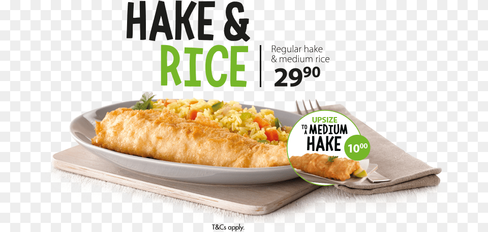 Hake Rice Amp Onion Rings Fishaways Good Life Meal, Food, Lunch, Advertisement, Bread Png Image