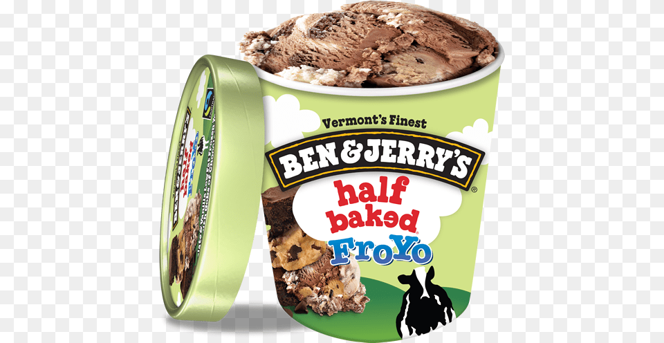 Half Baked Frozen Yogurt Pint Ben And, Cream, Dessert, Food, Ice Cream Png