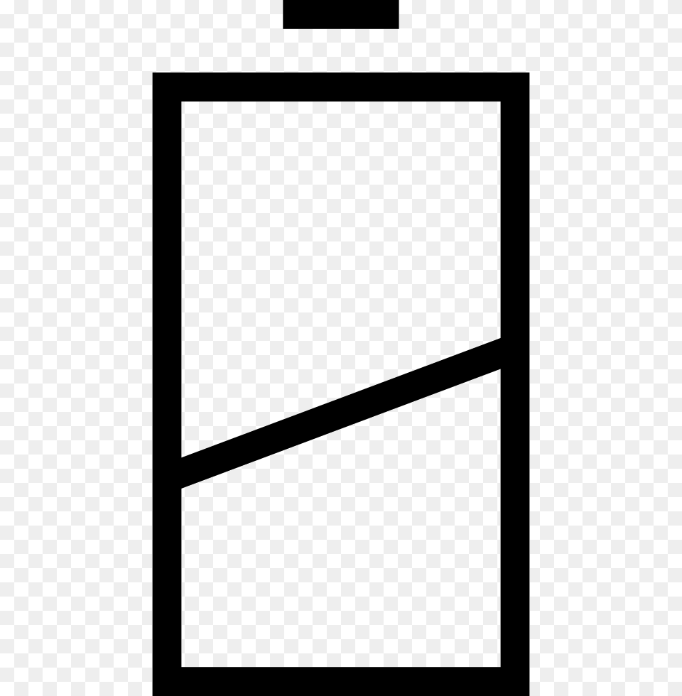 Half Battery Status Symbol With Diagonal Line Icon, White Board Free Png