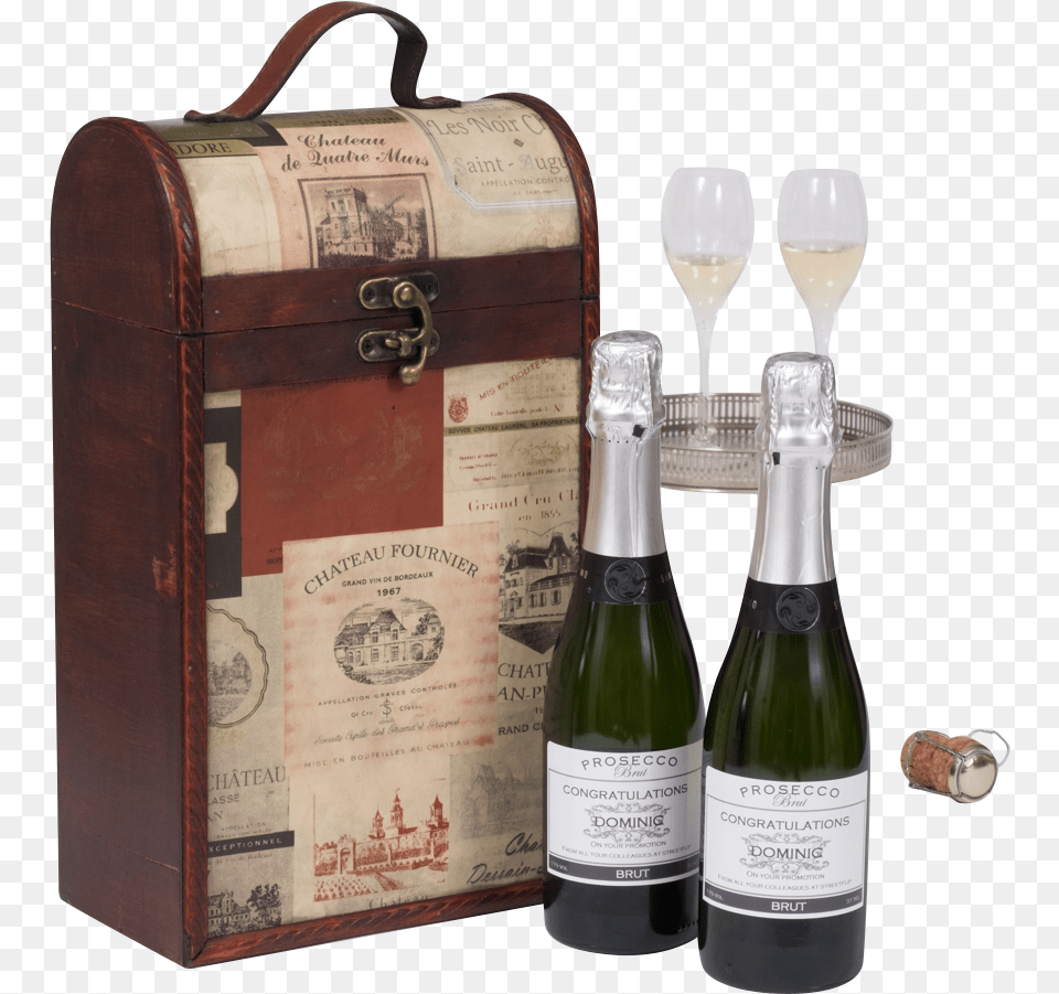 Half Bottles Of Personalised Prosecco In Vintage Label Glass Bottle, Alcohol, Beverage, Liquor, Wine Png Image