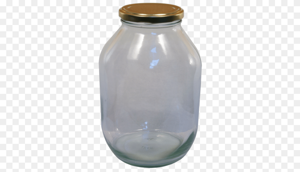 Half Gallon Pickle Jar With Gold Twist Off Lid, Glass, Beverage, Milk Free Transparent Png