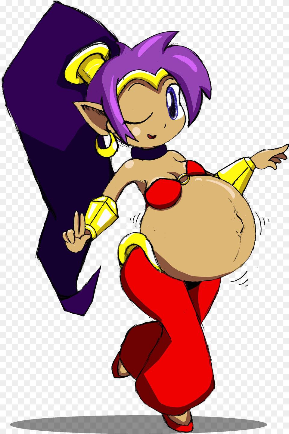 Half Genie Mama Shantae Pregnant, Baby, Person, Cartoon, Face Free Png