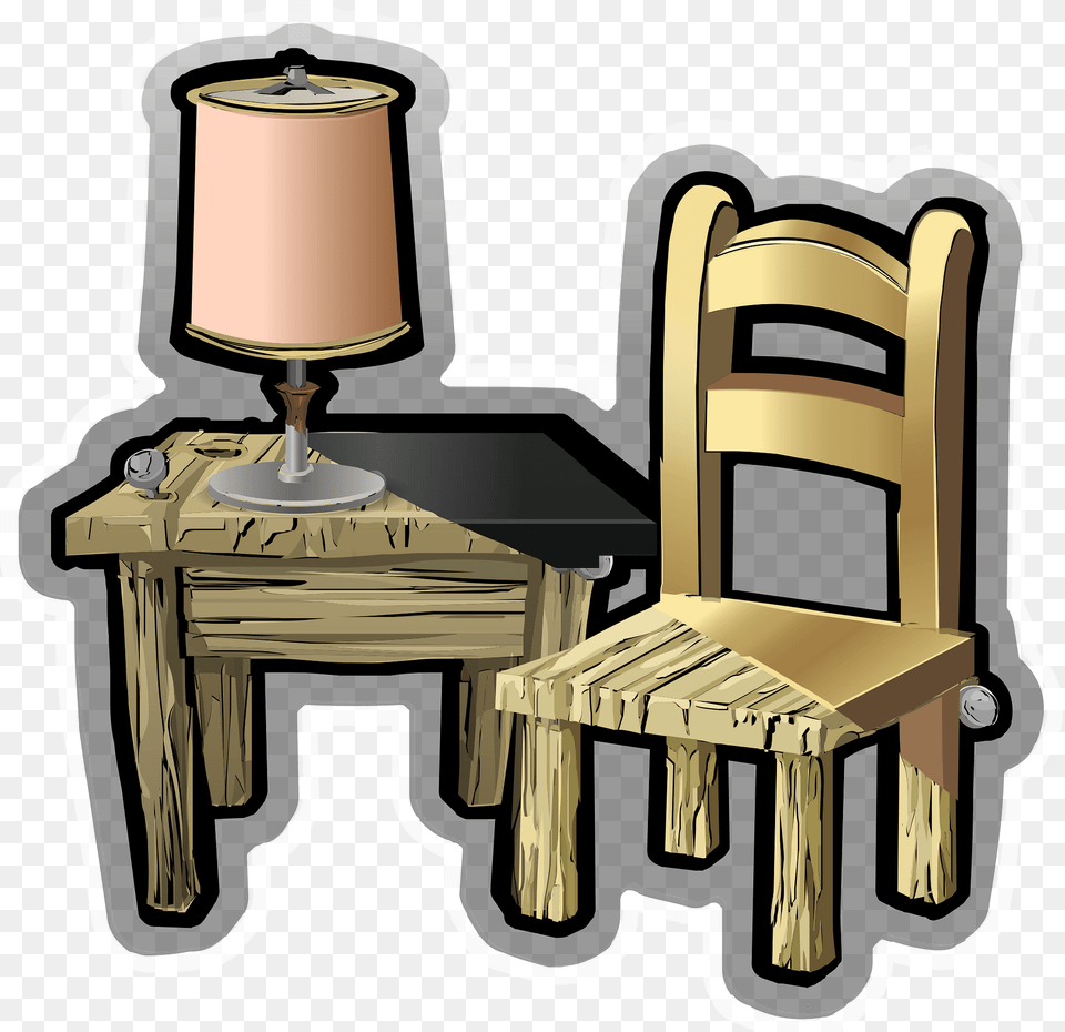 Half Gold Table And Chair Clipart, Lamp, Furniture, Table Lamp Png Image