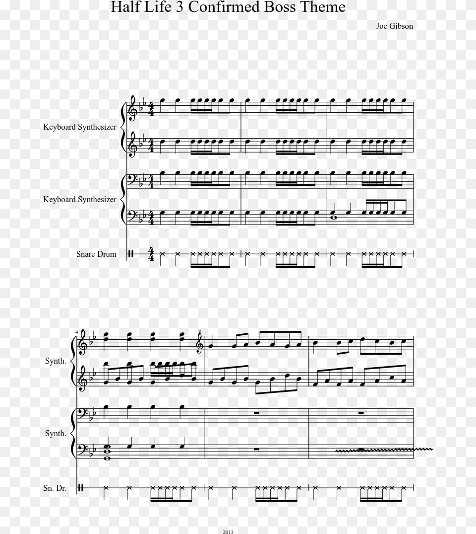 Half Life 3 Confirmed Boss Theme Sheet Music Composed Sheet Music, Gray Free Png Download