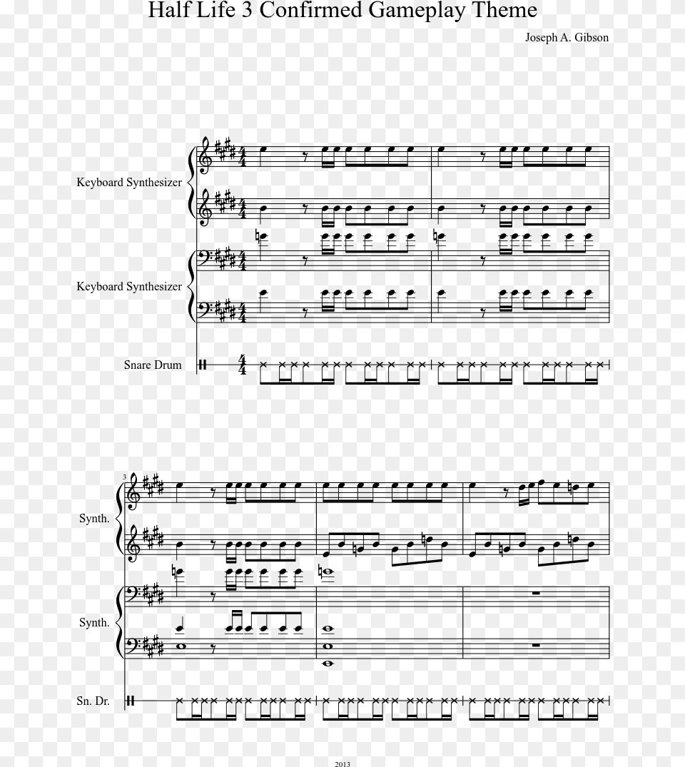 Half Life 3 Confirmed Gameplay Theme Sheet Music Composed Sheet Music, Gray Free Png