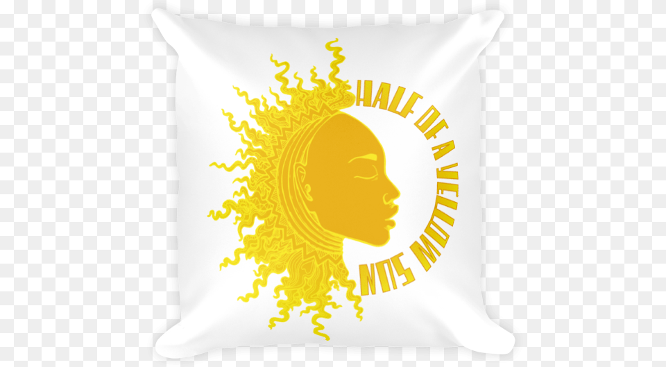 Half Of A Yellow Sun Square Pillow Pillow, Cushion, Home Decor, Face, Head Free Png Download