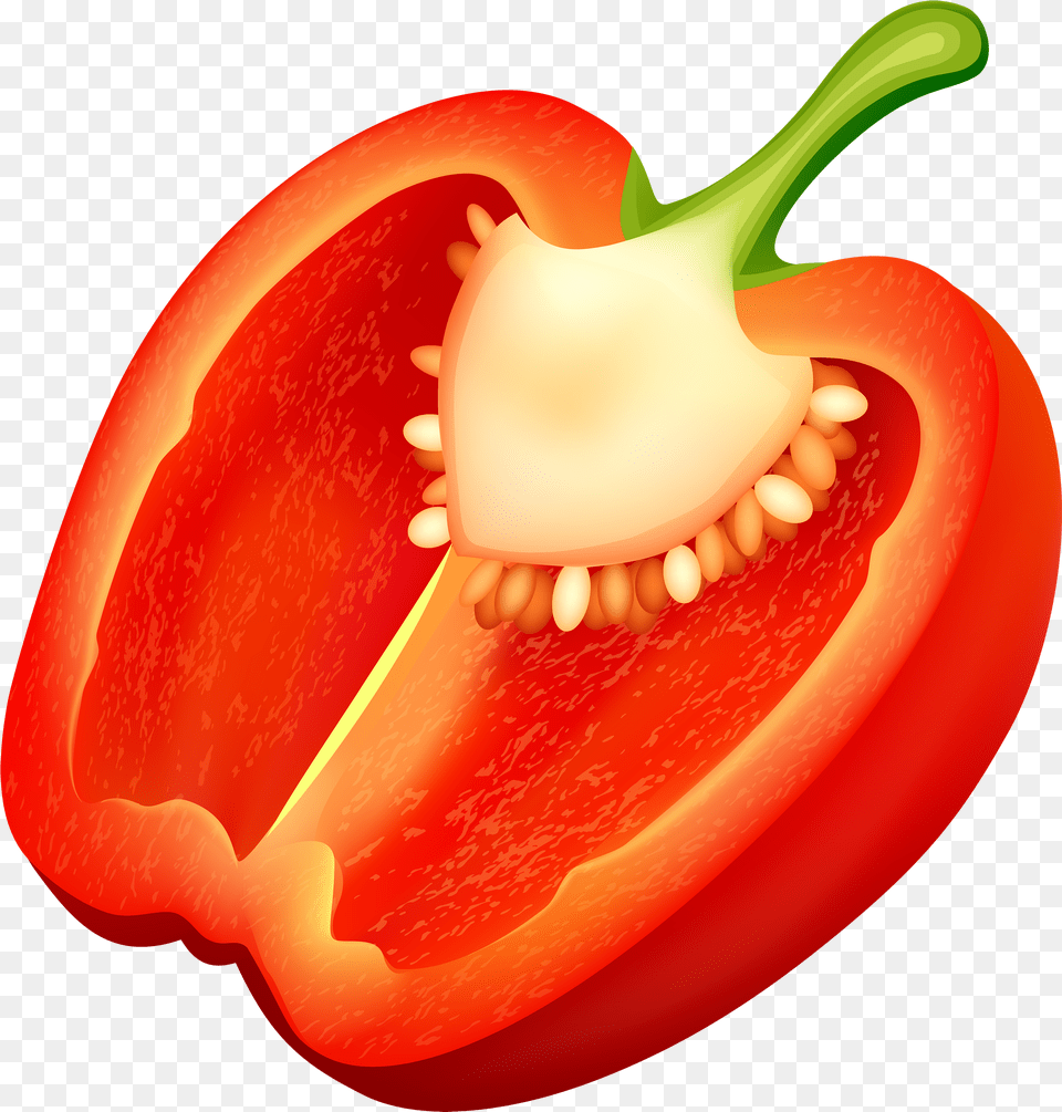 Half Red Pepper Clipart Peppers Vegetables Or Fruits, Bell Pepper, Food, Plant, Produce Png Image