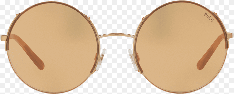 Half Rim Round Sunglasses In Shiny Rose Gold Bronze, Accessories, Glasses Free Png