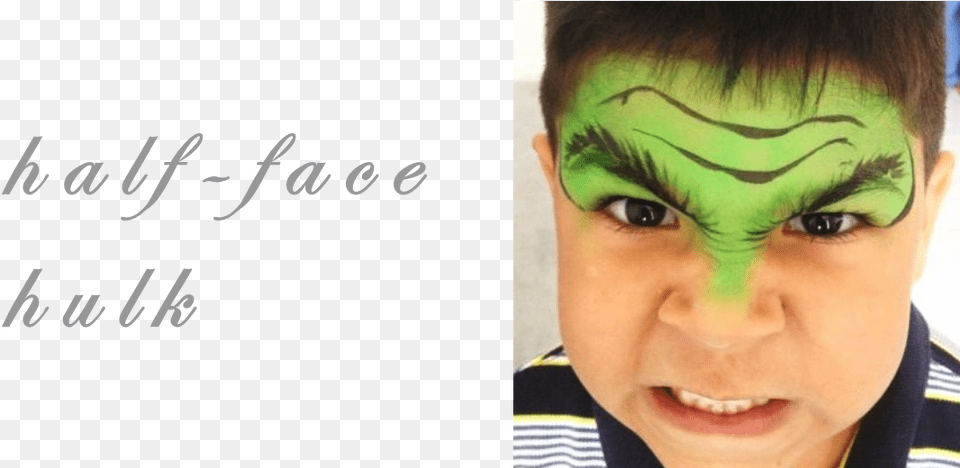 Halffacehulk Pintura Facial Hulk, Face, Head, Person, Photography Free Transparent Png