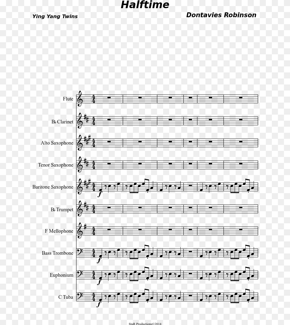 Halftime Sheet Music Composed By Dontavies Robinson Korobeiniki Trombone Sheet Music, Gray Png Image