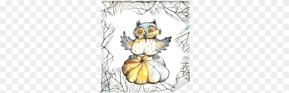Halloween A Set Of Drawings Crow Owl Pumpkin Candy Drawing, Art, Animal, Bird Free Png Download