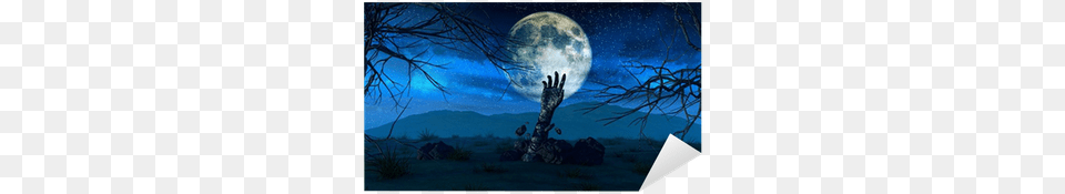 Halloween Background With Zombie Hand Sticker Pixers Moon, Astronomy, Full Moon, Nature, Night Free Png