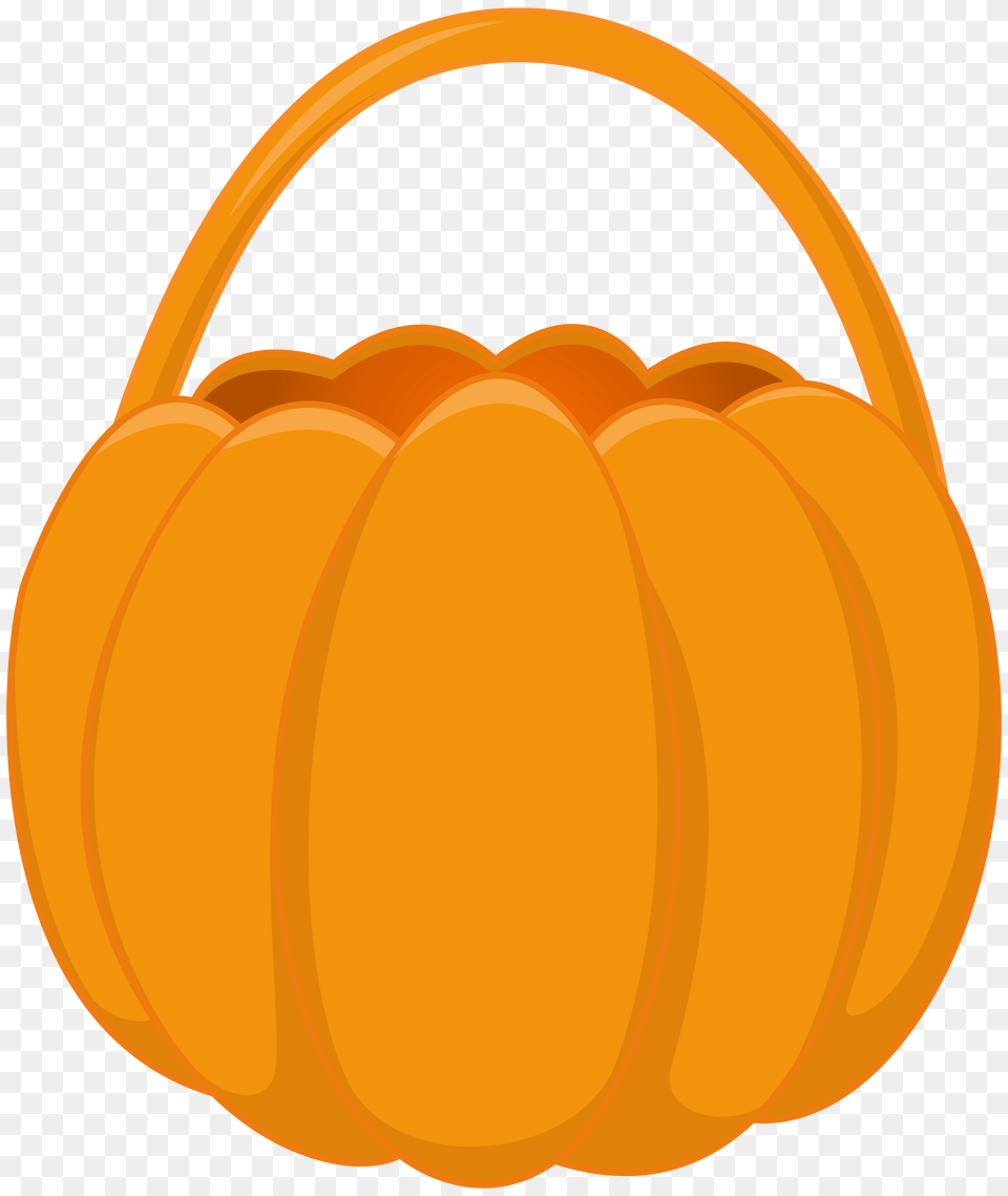 Halloween Basket Pumpkin Clip, Food, Fruit, Plant, Produce Png Image