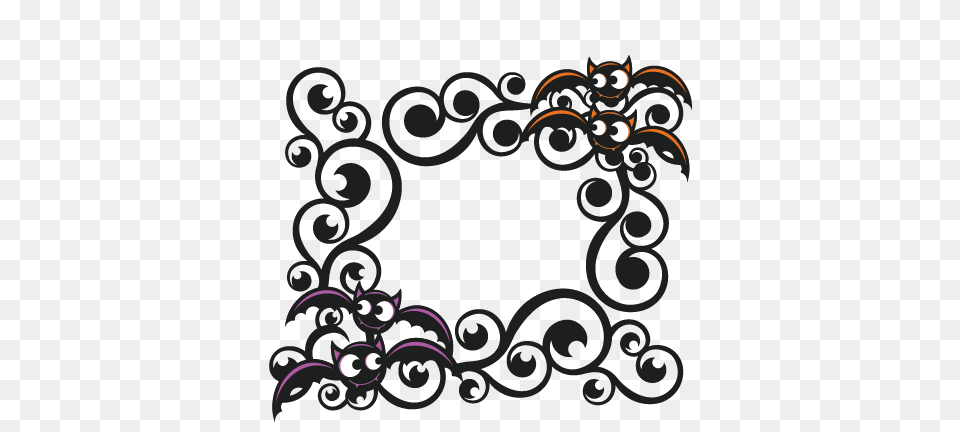 Halloween Bat Flourishes Svg Scrapbook Cut File Cute Clip Art, Floral Design, Graphics, Pattern, Stencil Free Transparent Png