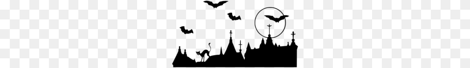 Halloween Bat Silhouette Clipart, Gray Png