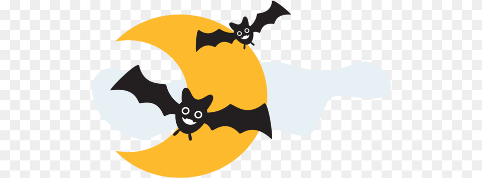 Halloween Bats And Moon For Fictional Character, Logo, Animal, Mammal, Wildlife Free Png Download