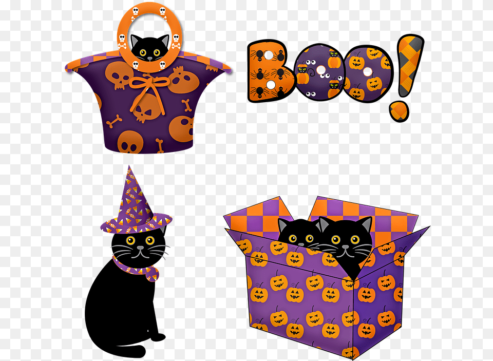 Halloween Black Cat Cat Black Halloween Witch, Clothing, Hat, Animal, Mammal Free Transparent Png