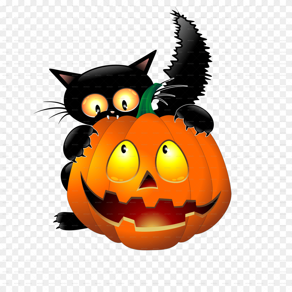 Halloween Black Cat Pumpkin Clipart, Festival Free Transparent Png