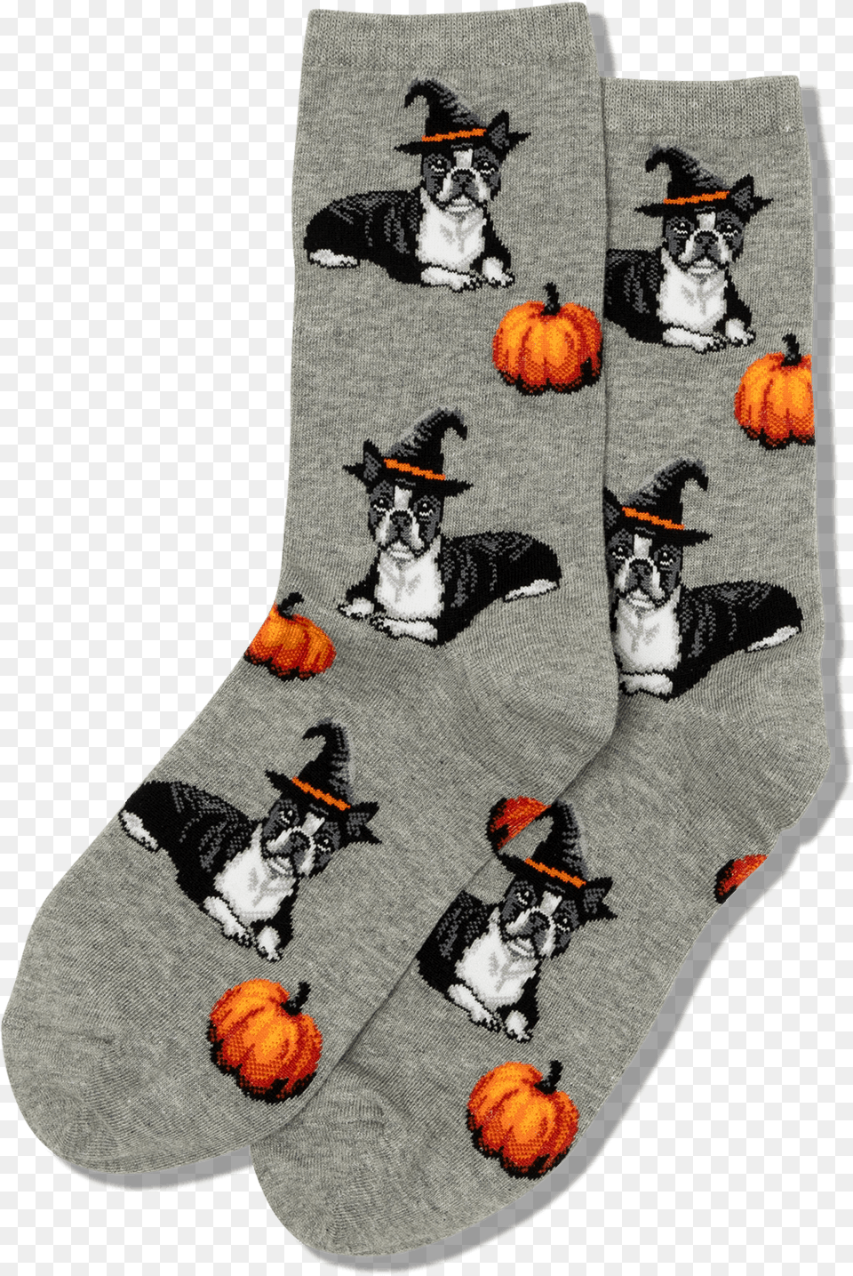 Halloween Boston Terrier Socks Gray Heather Halloween Socks, Animal, Canine, Dog, Mammal Png