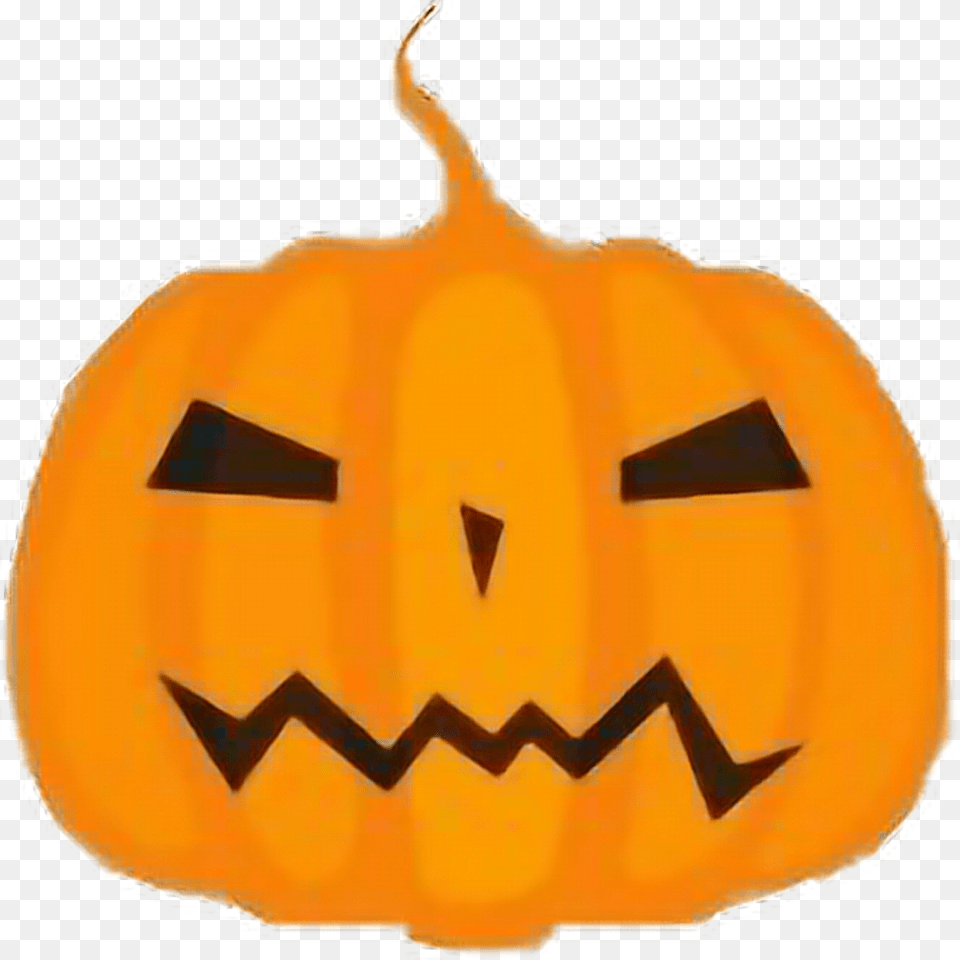Halloween Calabaza Orange Naranja Nochedebrujas Pumpkin Halloween, Food, Plant, Produce, Vegetable Free Png Download