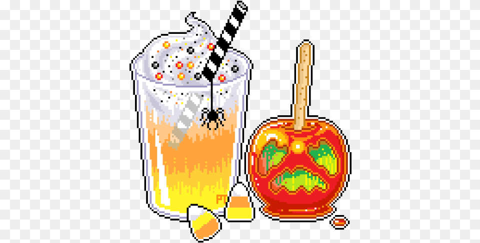 Halloween Candy Apple Halloween Pixel Art Transparent, Beverage, Juice, Cream, Dessert Free Png