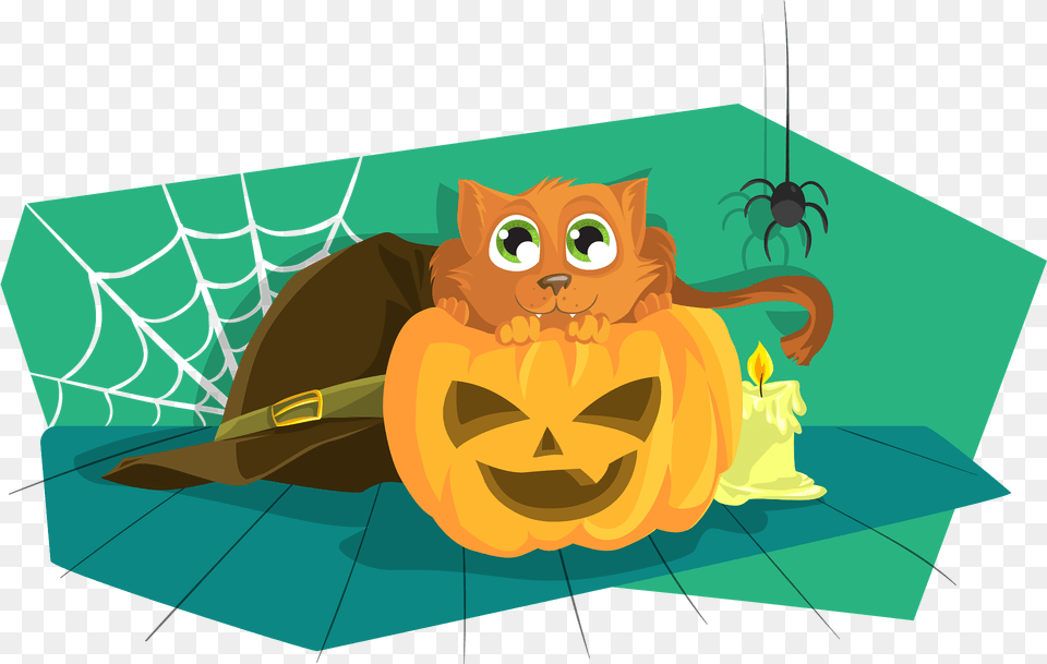 Halloween Cat And Spider Clipart Download Historia De Halloween Para Free Transparent Png