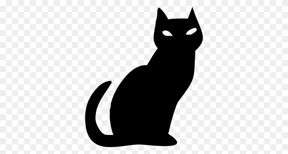 Halloween Cat Clipart, Gray Png