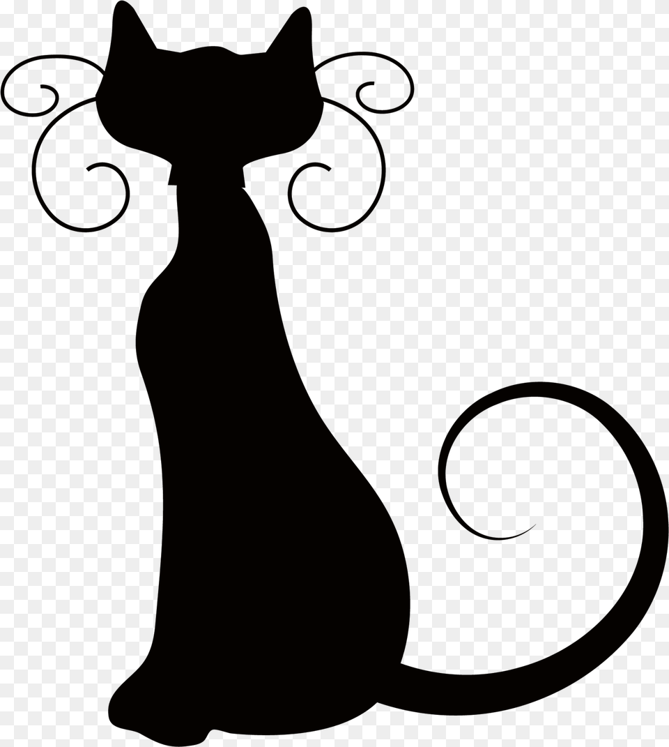 Halloween Cat Halloween Clip Art Black And White, Animal, Mammal, Pet, Egyptian Cat Free Png Download