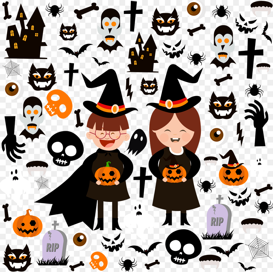 Halloween Clip Art Background Halloween Decorations Clipart, Collage, Baby, Person, Face Free Transparent Png
