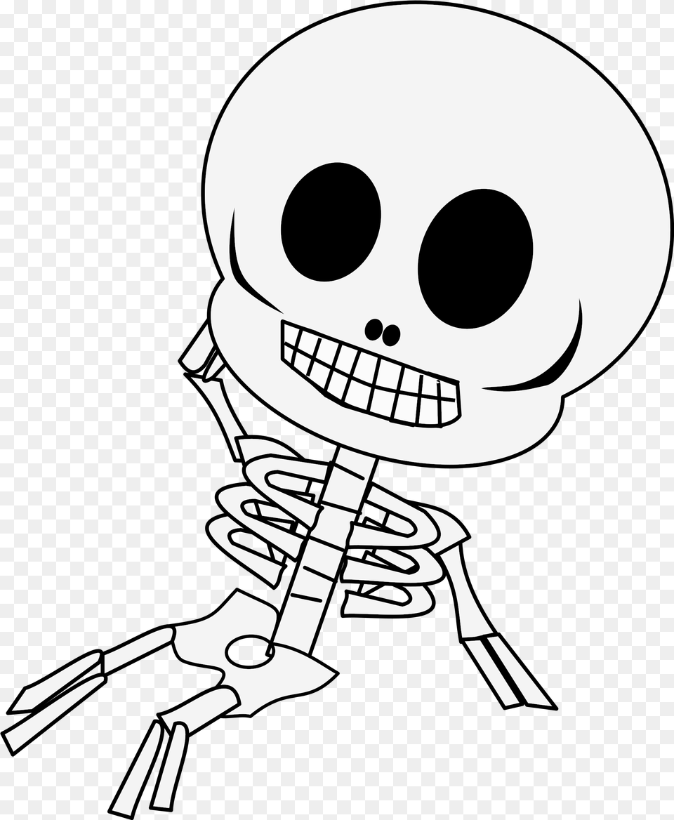 Halloween Clipart Skeleton Skeleton Cartoon Transparent, Stencil, Baby, Person Free Png